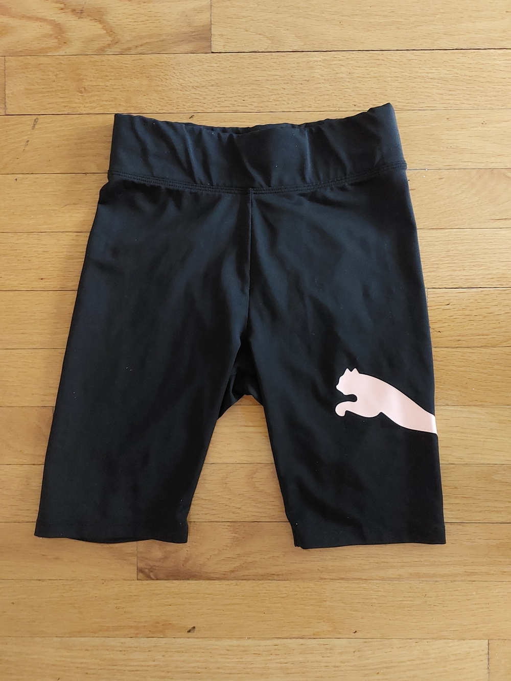Puma Black Bike Shorts with Pink Logo